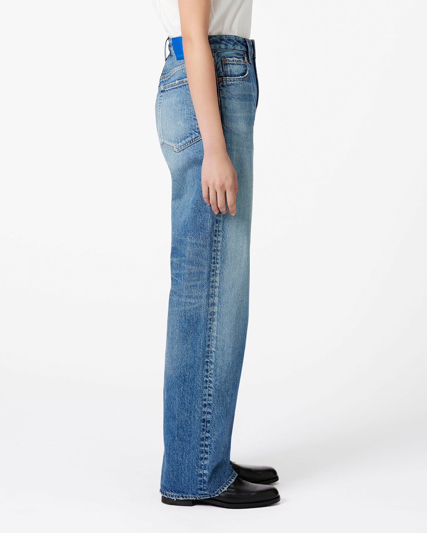 Damage Straight Jeans 11oz Medium Indigo