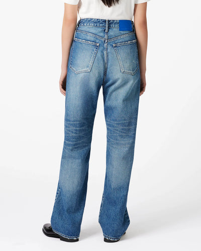 WOMEN｜Damage Straight Jeans 11oz Medium Indigo