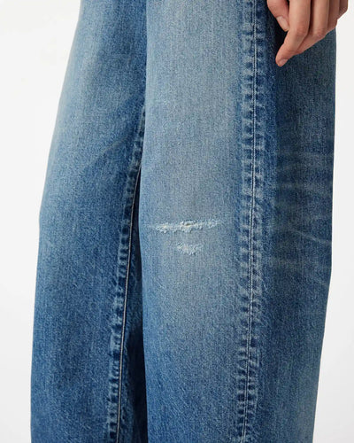 WOMEN｜Damage Straight Jeans 11oz Medium Indigo