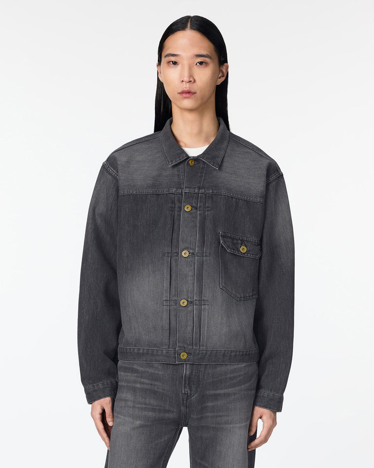 MEN｜Light Type 1 Denim Jacket 9oz Washed Black
