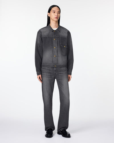 MEN｜Light Type 1 Denim Jacket 9oz Washed Black