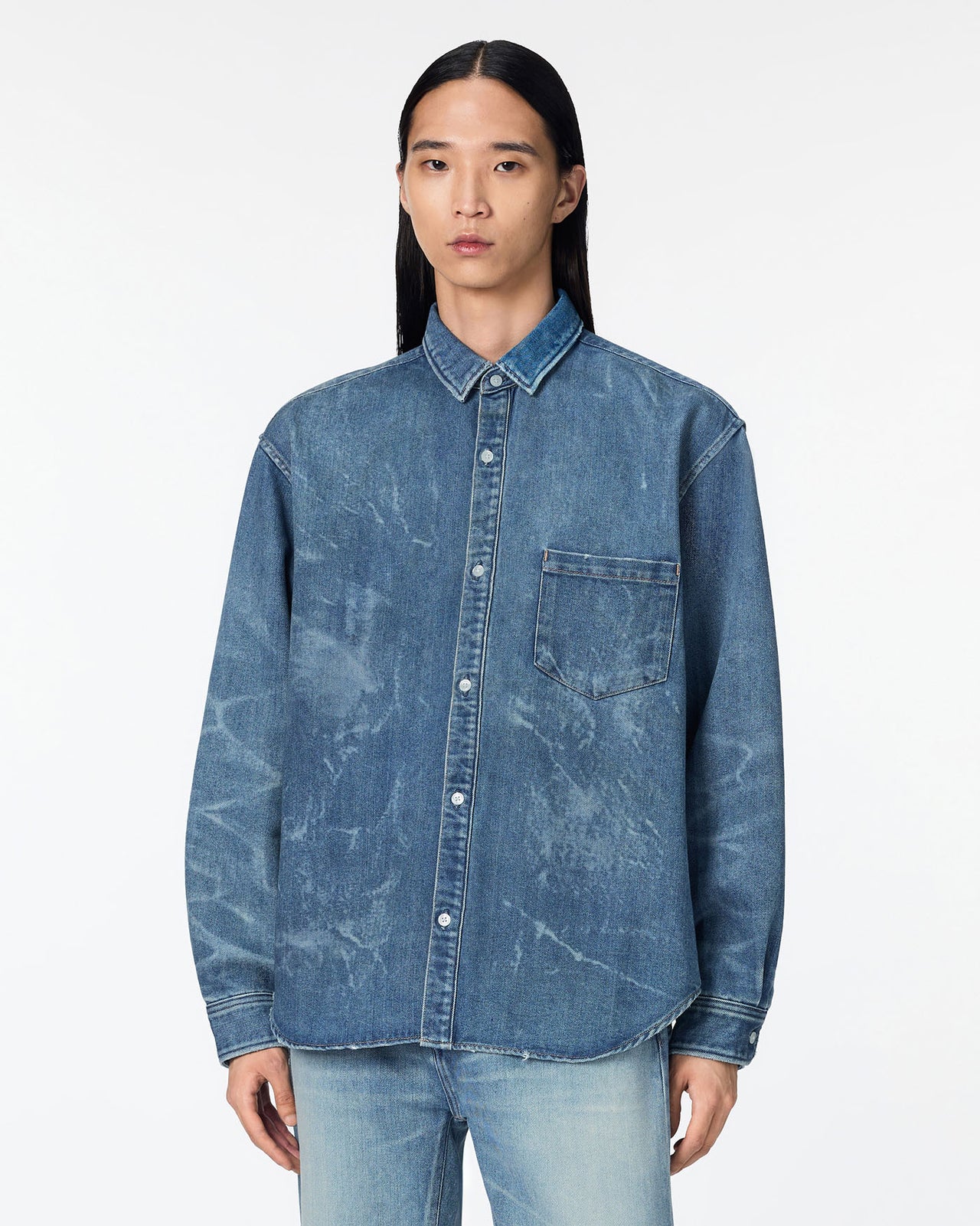 MEN｜Light Relax Fit L/S Shirt 9oz Medium Indigo - Japan Blue Jeans