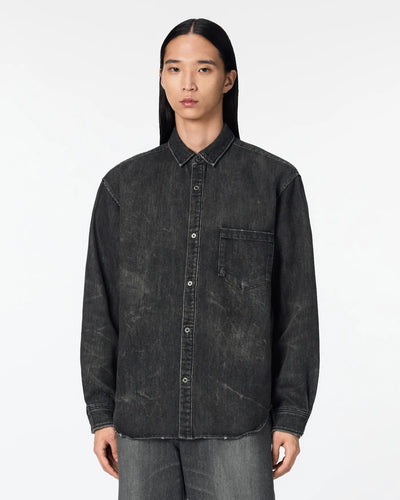 MEN｜Light Relax Fit L/S Shirt 9oz Washed Black