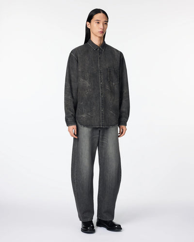 MEN｜Light Relax Fit L/S Shirt 9oz Washed Black