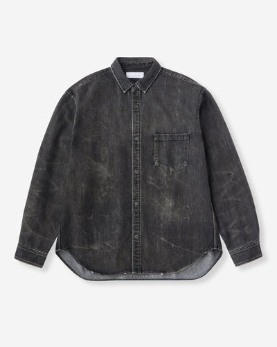 MEN｜Light Relax Fit L/S Shirt 9oz Washed Black
