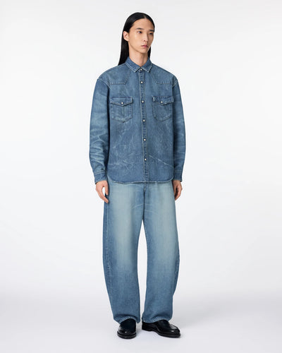 MEN｜Light Relax Fit L/S Western Shirt 9oz Medium Indigo