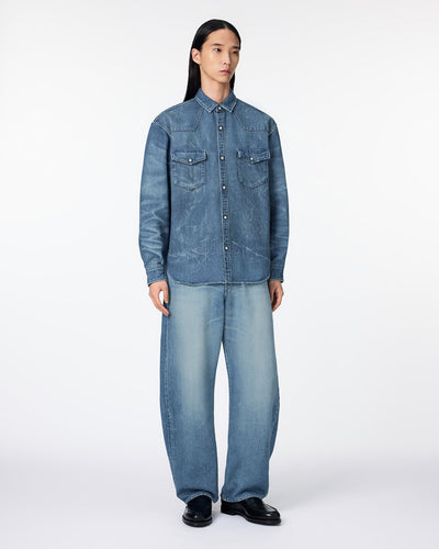 MEN｜Light Relax Fit L/S Western Shirt 9oz Medium Indigo