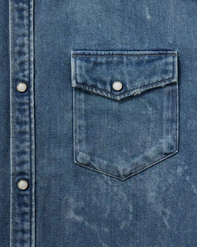 MEN｜Light Relax Fit L/S Western Shirt 9oz Medium Indigo