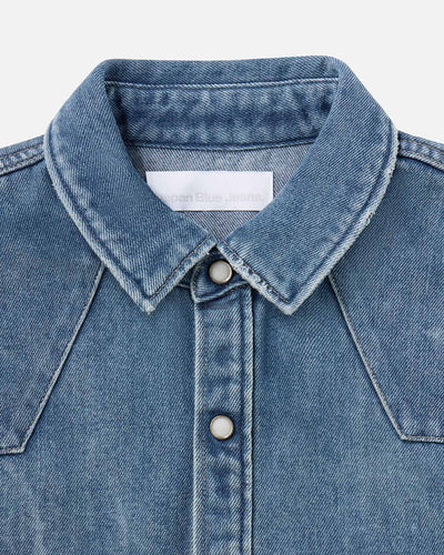 MEN｜Light Relax Fit L/S Western Shirt 9oz Medium Indigo