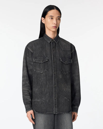 MEN｜Light Relax Fit L/S Western Shirt 9oz Washed Black Translation missing: ja.accessibility.alternate_view