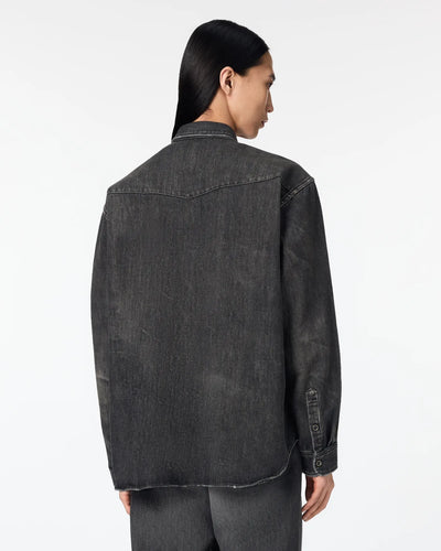 MEN｜Light Relax Fit L/S Western Shirt 9oz Washed Black