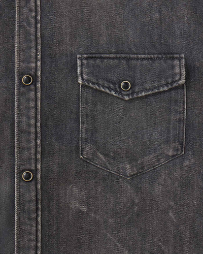 MEN｜Light Relax Fit L/S Western Shirt 9oz Washed Black