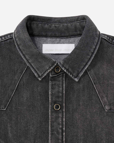 MEN｜Light Relax Fit L/S Western Shirt 9oz Washed Black