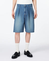 MEN｜Light Tuck Shorts 9oz Medium Indigo - Japan Blue Jeans