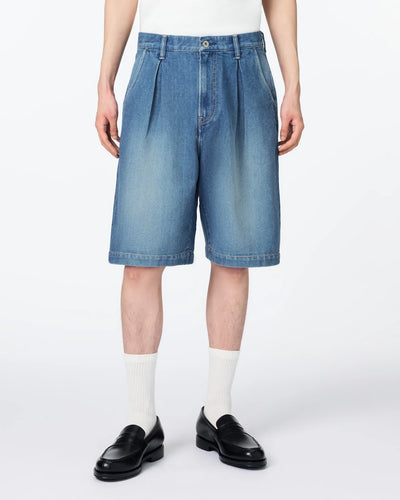 MEN｜Light Tuck Shorts 9oz Medium Indigo