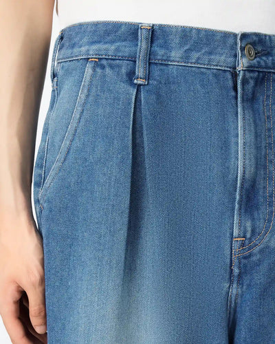 MEN｜Light Tuck Shorts 9oz Medium Indigo