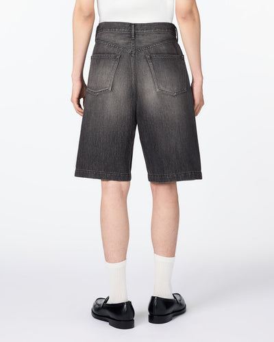 MEN｜Light Tuck Shorts 9oz Washed Black