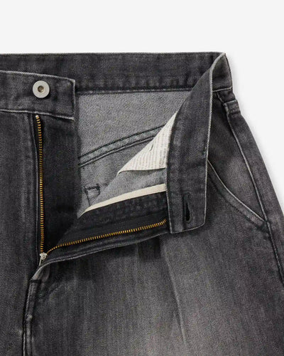 MEN｜Light Tuck Shorts 9oz Washed Black