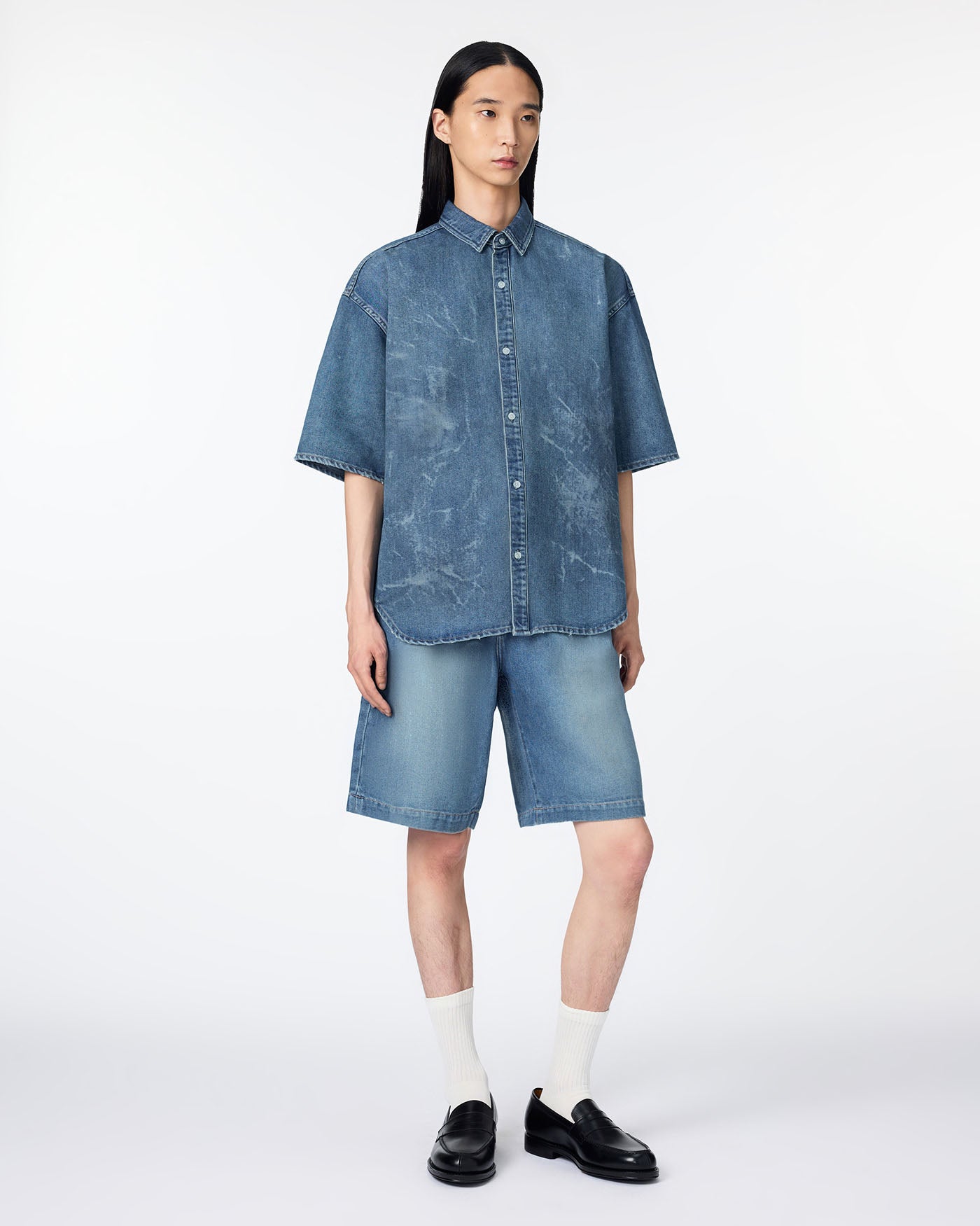 MEN｜Light Oversized S/S Shirt 9oz Medium Indigo - Japan Blue Jeans
