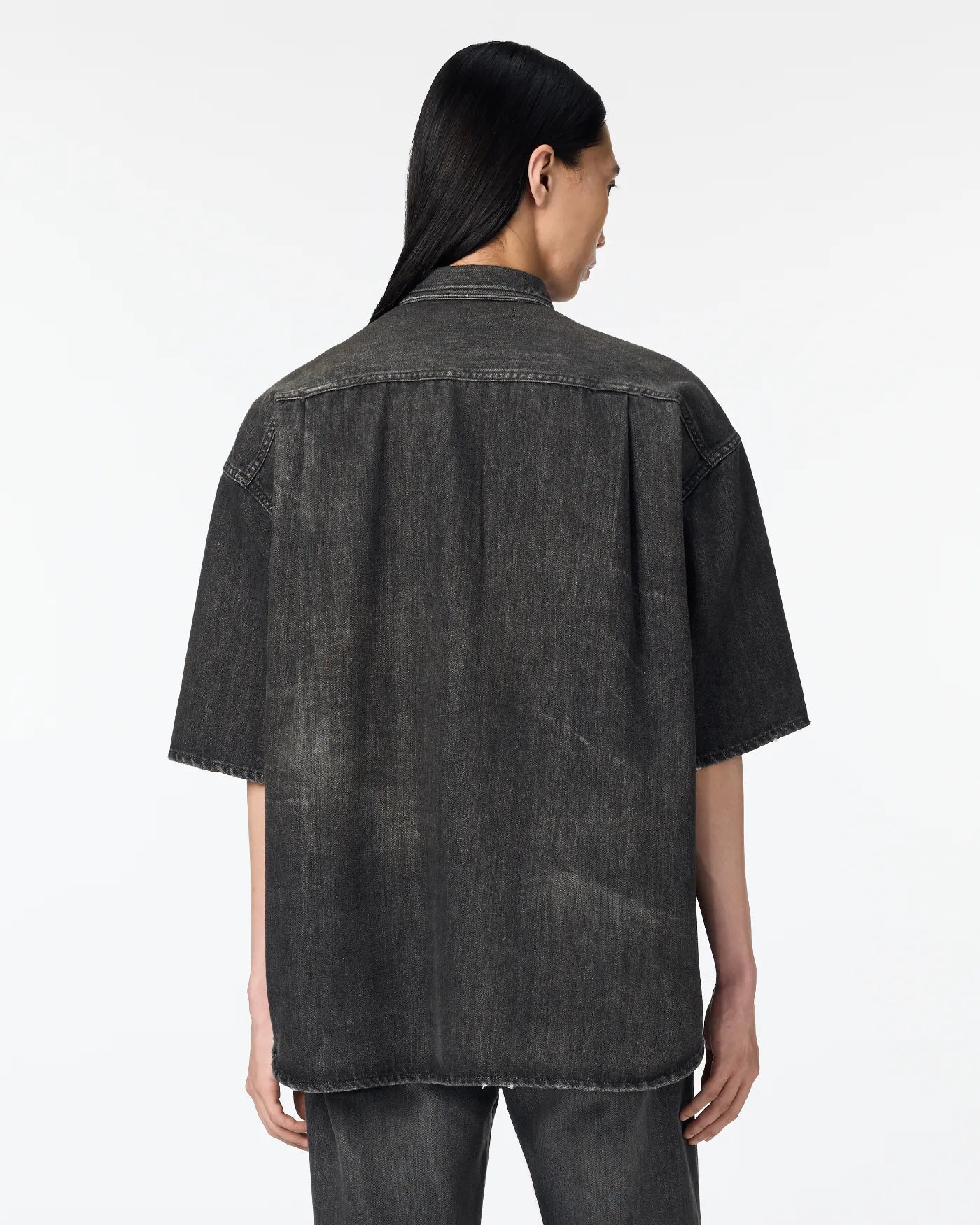 MEN｜Light Oversized S/S Shirt 9oz Washed Black - Japan Blue Jeans