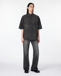 MEN｜Light Oversized S/S Shirt 9oz Washed Black - Japan Blue Jeans
