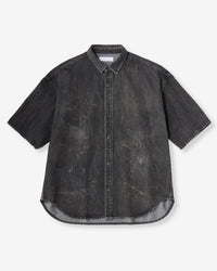 MEN｜Light Oversized S/S Shirt 9oz Washed Black - Japan Blue Jeans