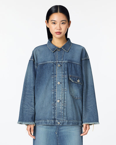 WOMEN｜Cutoff Denim Jacket 11oz Medium Indigo