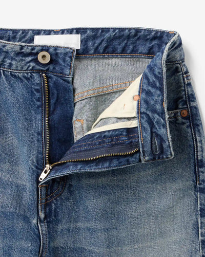 WOMEN｜Damage Straight Jeans 11oz Medium Indigo