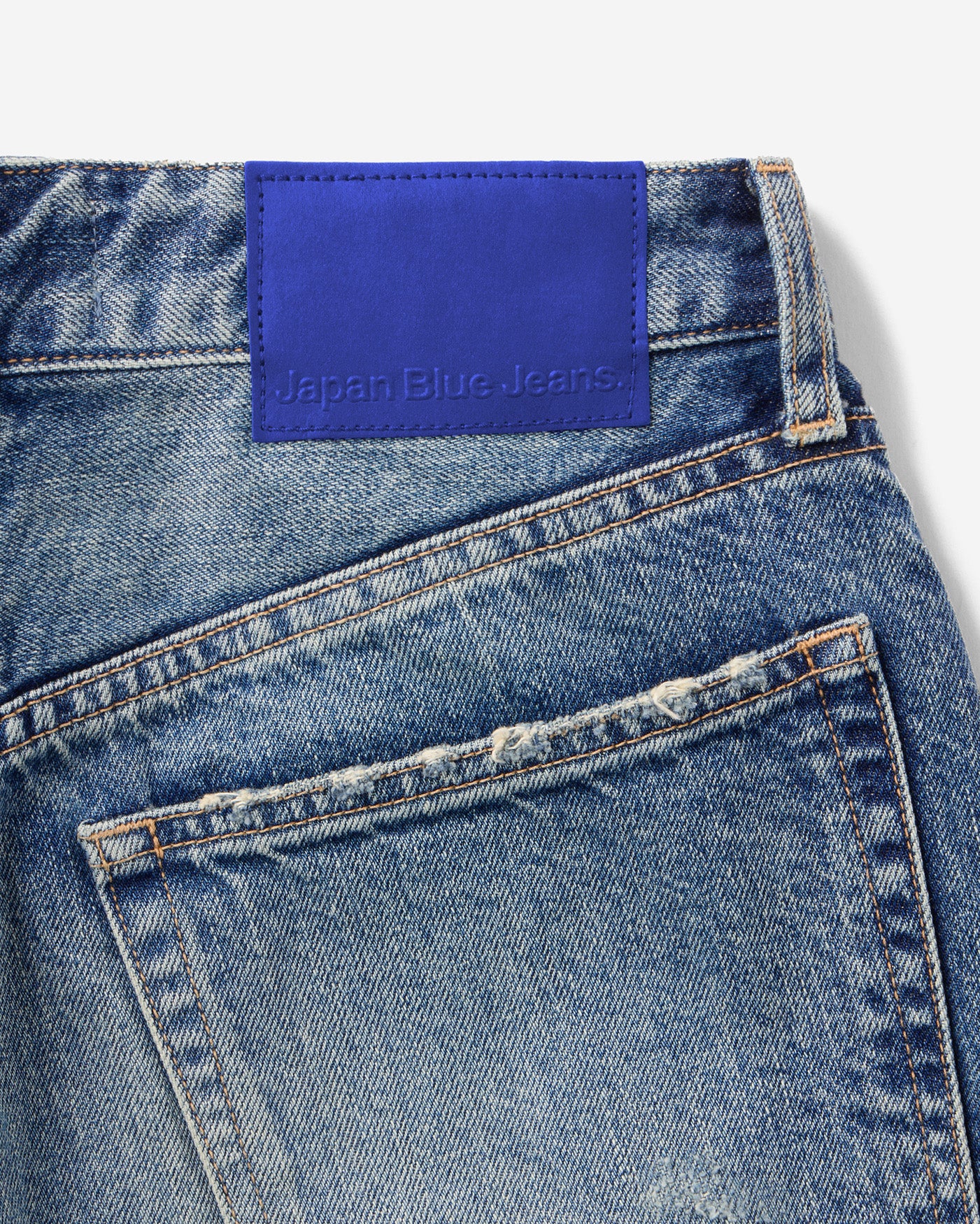 Damage Straight Jeans 11oz Medium Indigo