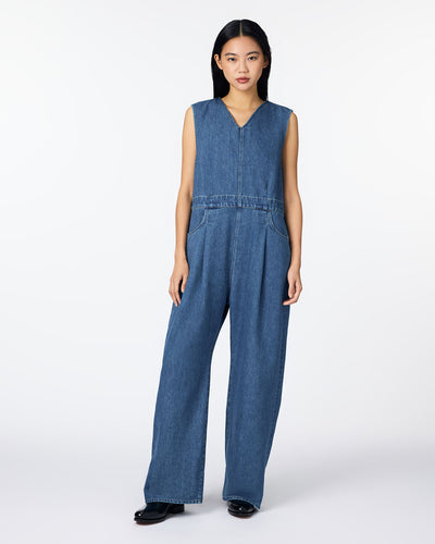 WOMEN｜Light Denim Overalls 9oz Medium Indigo
