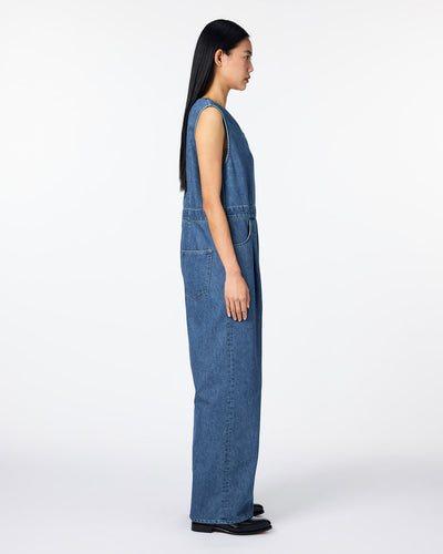 WOMEN｜Light Denim Overalls 9oz Medium Indigo Translation missing: en.accessibility.alternate_view