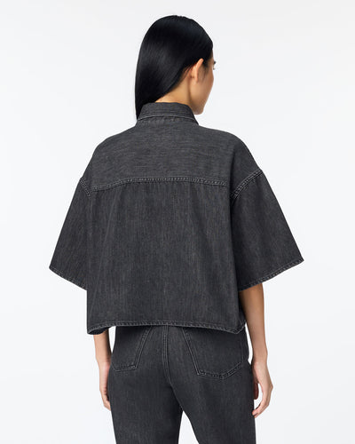 WOMEN｜Light Denim SS Shirt 9oz Washed Black