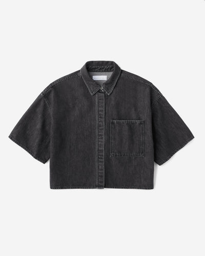 WOMEN｜Light Denim SS Shirt 9oz Washed Black