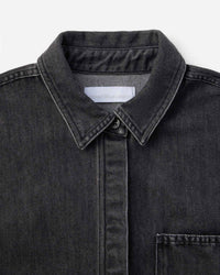 WOMEN｜Light Denim SS Shirt 9oz Washed Black - Japan Blue Jeans