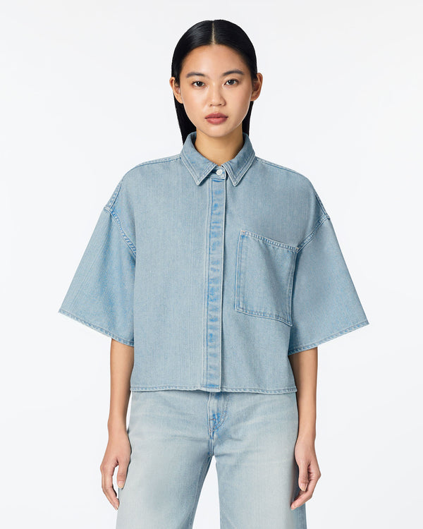 WOMEN｜Light Denim SS Shirt 9oz Light Indigo