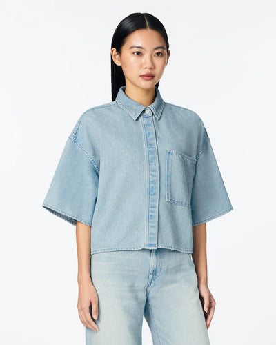 WOMEN｜Light Denim SS Shirt 9oz Light Indigo Translation missing: ja.accessibility.alternate_view