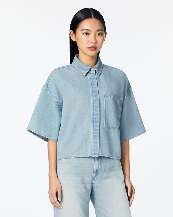 WOMEN｜Light Denim SS Shirt 9oz Light Indigo