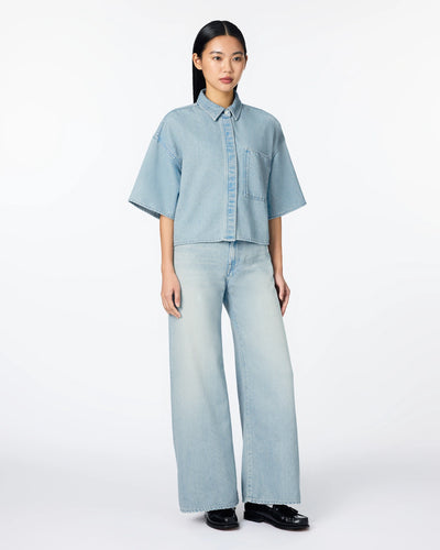 WOMEN｜Light Denim SS Shirt 9oz Light Indigo