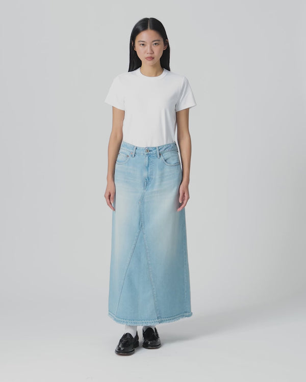 WOMEN｜Light Denim Skirt 9oz Light Indigo
